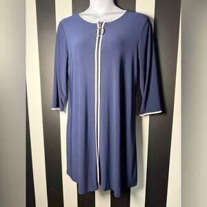 MSK Navy Blue O-Ring Zip-Front Nautical Dress with White Trim SZ XL